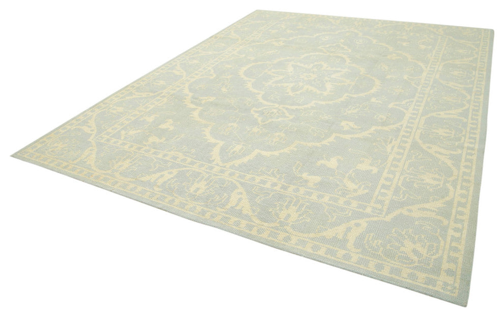 Rug N Carpet - Handwoven Oriental 8' 11" x 11' 11" Pastel Beige Oushak Rug