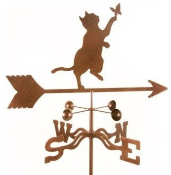 Cat and Butterfly Weathervane With Garden Mount