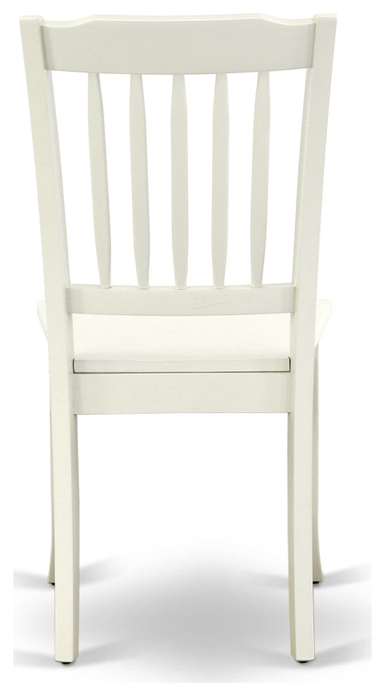Shda3-Lwh-W 3Pc Round 42 Inch Table And 2 Vertical Slatted Chairs