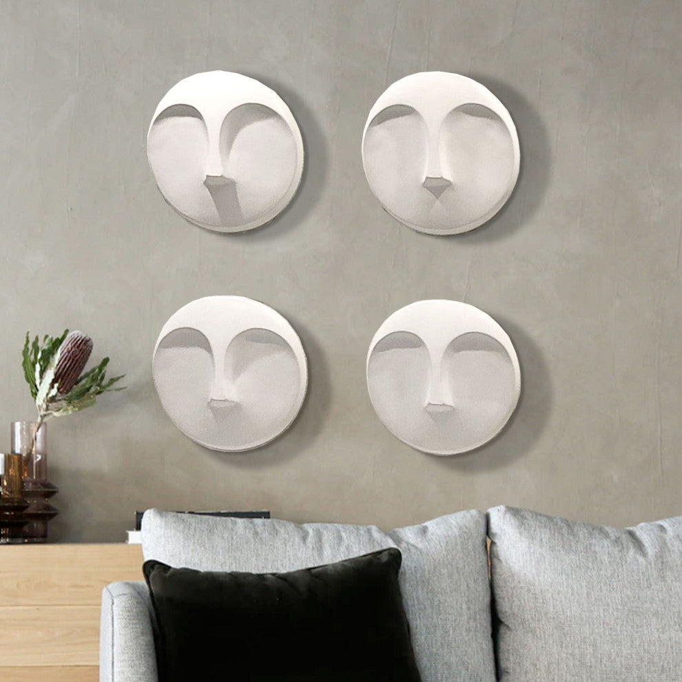 Matte White Round Face Wall Sculpture