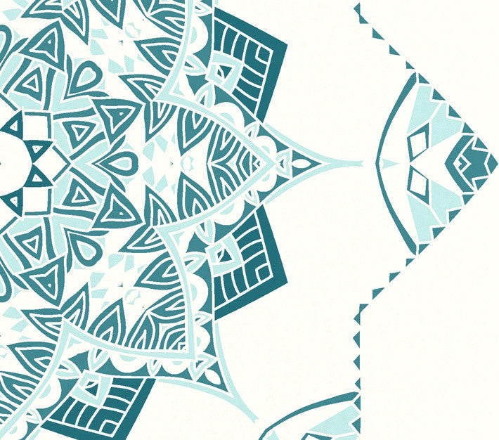 Snowflake Star Holiday Geometric Print Kitchen Towel, Teal