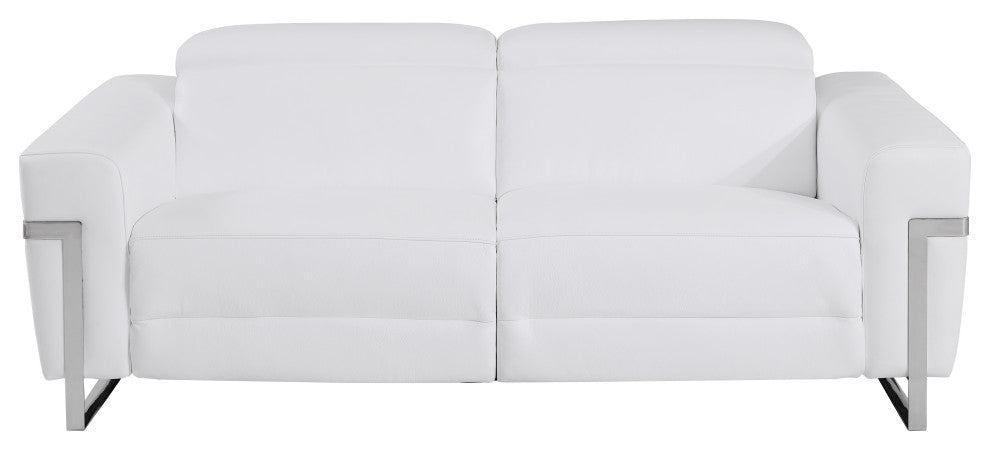 Prato Genuine Italian Leather Modern Sofa, White