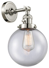 Beacon 1-Light Sconce, Polished Nickel, Glass: Clear