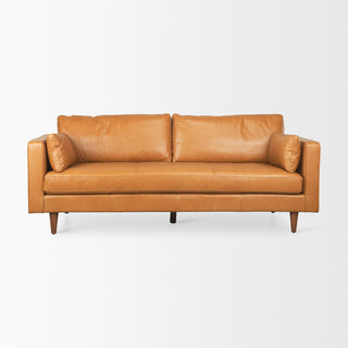 Elton 87.8Lx37.8Wx34.6H Tan Leather Sofa