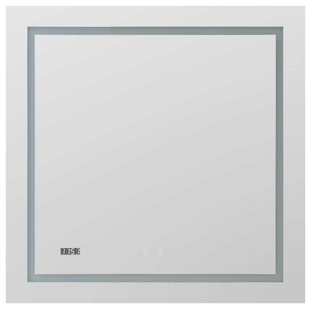 AQUADOM Daytona LED Wall-Mount Mirror Defogger Digital Clock 40"x30"x1"