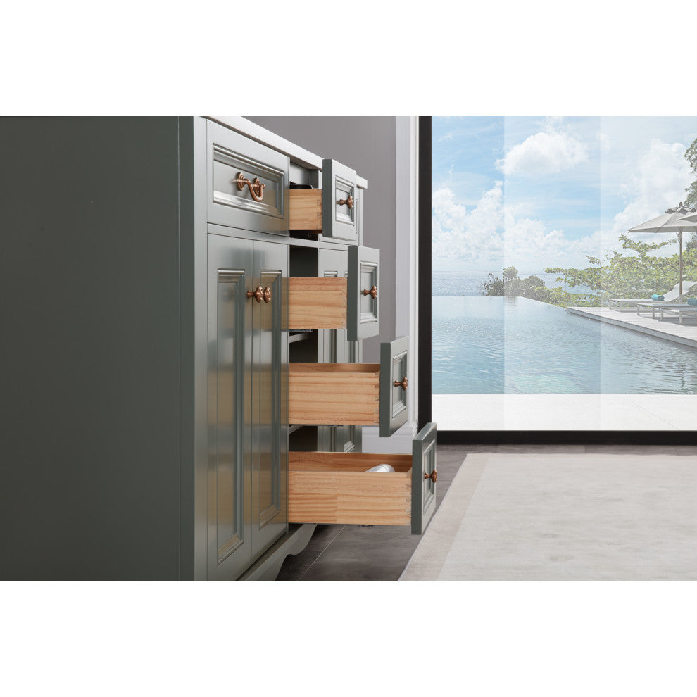 Legion Furniture WS2512 Series Bathroom Sink Vanity, Pewter Green, 60", Artificial Stone Top, Double Sink