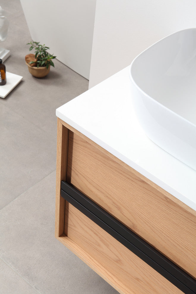 Sintra Wall Mounted Vanity, Whitewash Oak, 72"