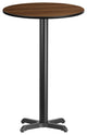 24" Round Walnut Laminate Table Top With 22"x22" Bar Height Table Base