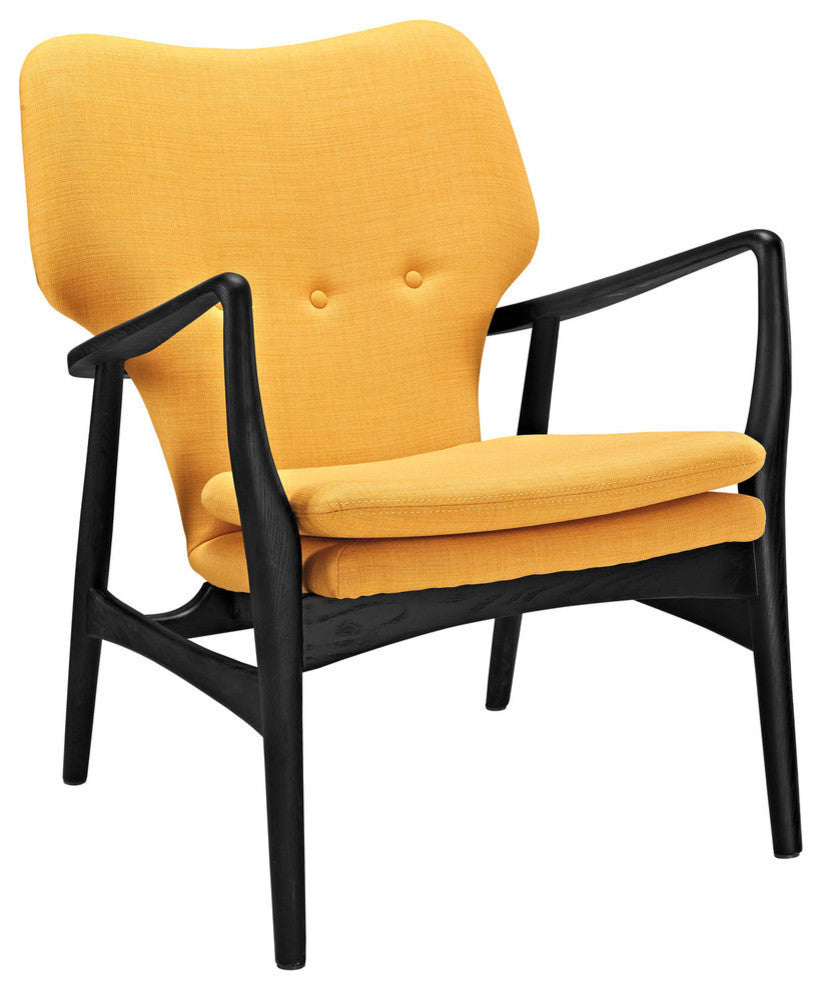 Modern Contemporary Lounge Chair, Yellow Fabric