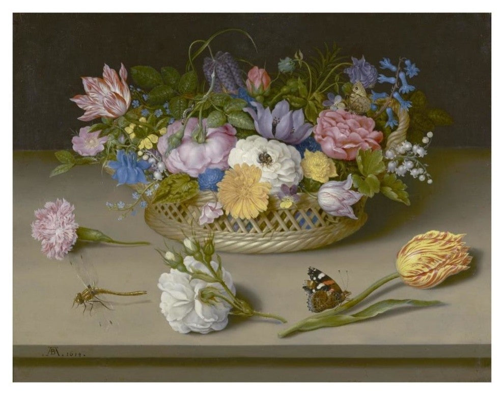 "Flower Still Life" Digital Paper Print by Ambrosius Bosschaert, 34"x26"