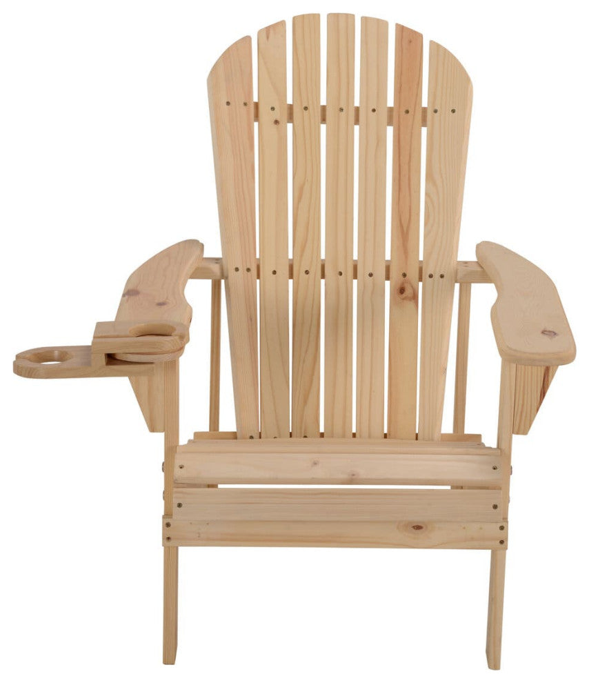 Earth Collection Adirondack Chair With phone and cup holder, Natural, One Adiron