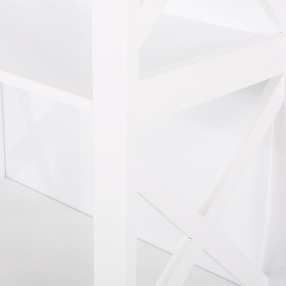 Lewis Bathroom Floor Storage Rack With Drawers, White