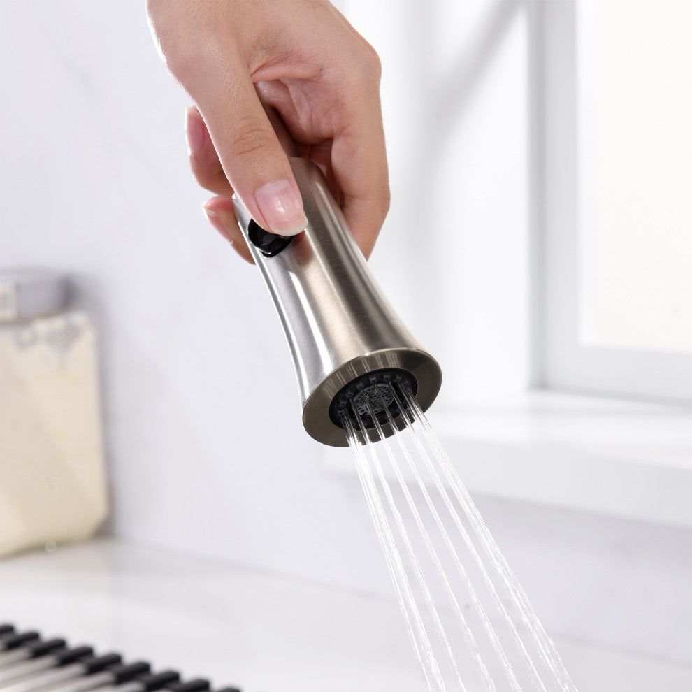 Luxier KTS13-T Single-Handle Pull-Down Sprayer Kitchen Faucet, Brushed Nickel