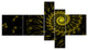 Endless Spiral Snail Yellow, Abstract Canvas art print, 60"x32", 5 panels