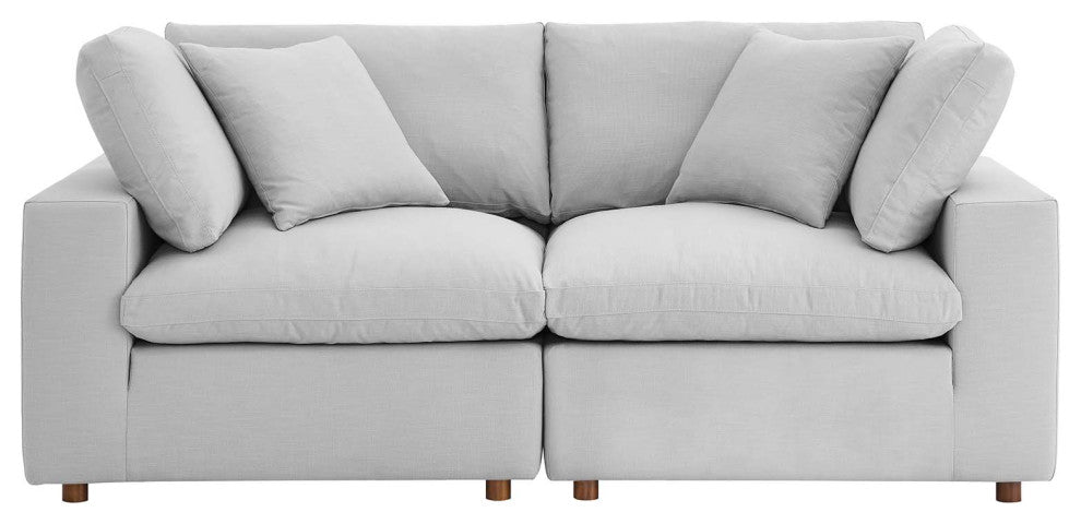 Commix Down Filled Overstuffed 2-Piece Sectional Sofa Set, Light Gray