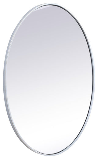 Metal Frame Oval Mirror 34", Silver