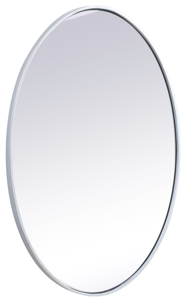 Metal Frame Oval Mirror 34", Silver