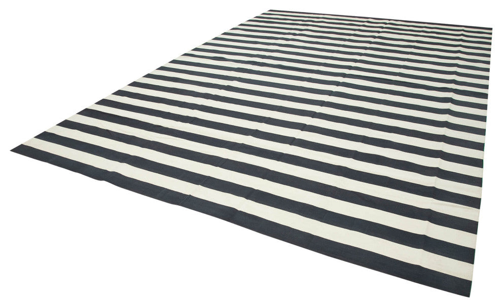 Rug N Carpet - Handmade Wool 10' 0'' x 14' 2'' Modern Design Dhurrie Kilim Rug
