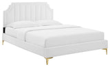 Sienna Performance Velvet King Platform Bed, White