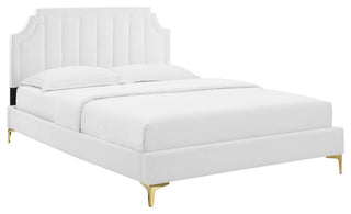 Sienna Performance Velvet King Platform Bed, White