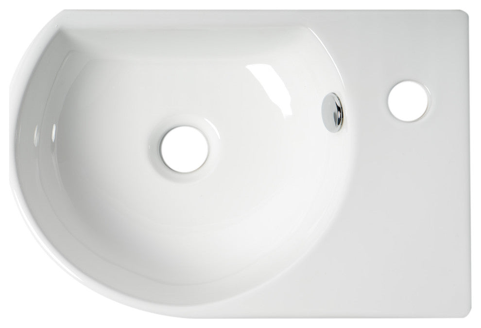 White 16" Small Wall Mounted Ceramic Sink With Faucet Hole