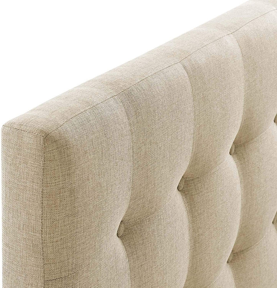 Modern and Contemporary Fabric Headboard, Beige, Full