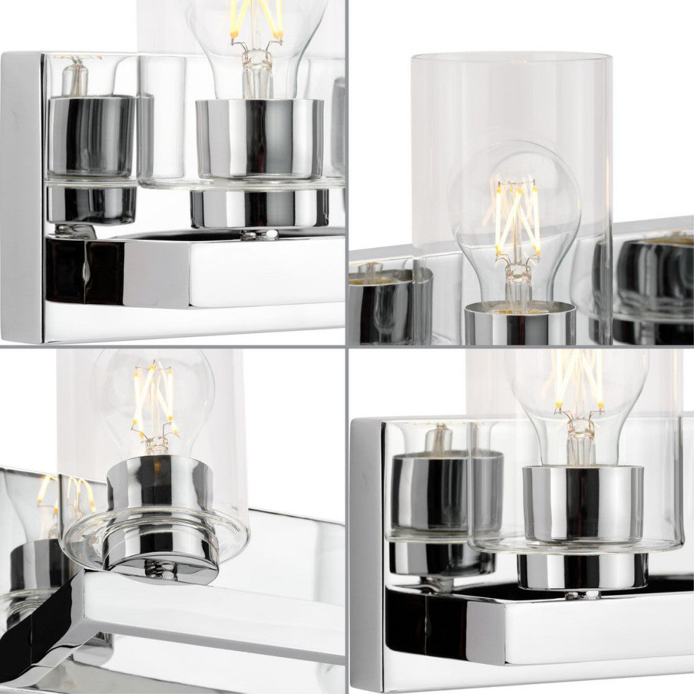 Goodwin 2-Lt Polished Chrome Modern Vanity Light With Clear Glass