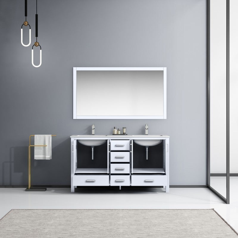 Jacques 60" White Double Sink Vanity Set with White Carrara Marble Top