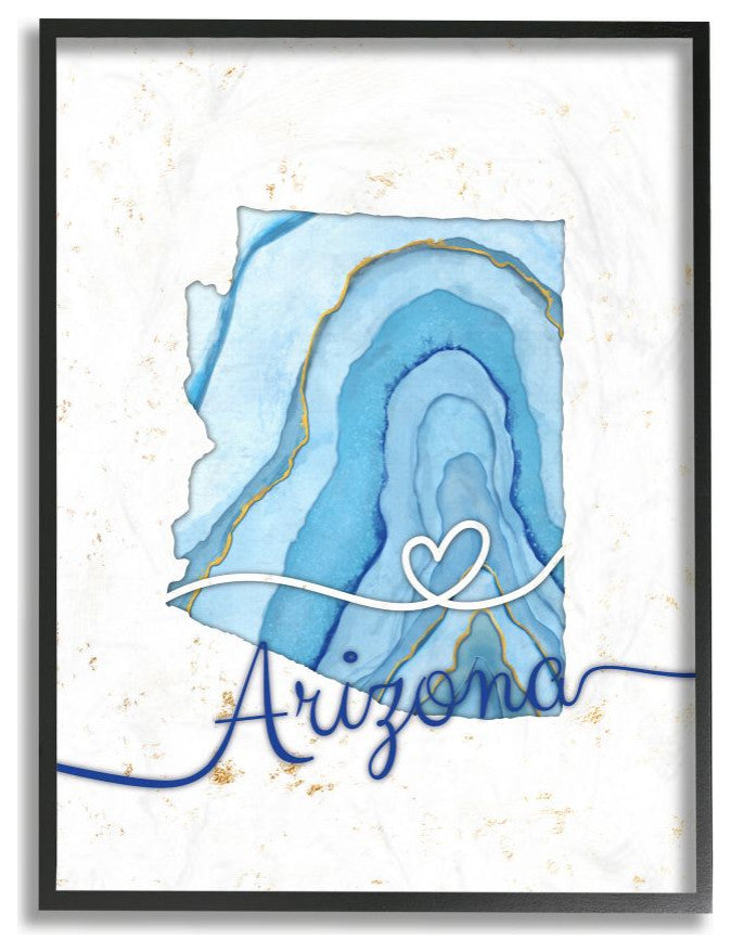 Stupell Industries Arizona Agate Blue US State Design, 24 x 30