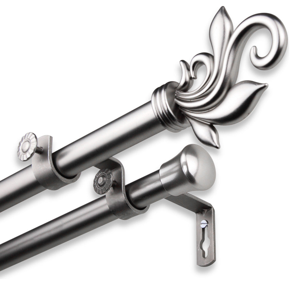 Giles Double 13/16" dia. Curtain Rod, Satin Nickel, 28"-48"