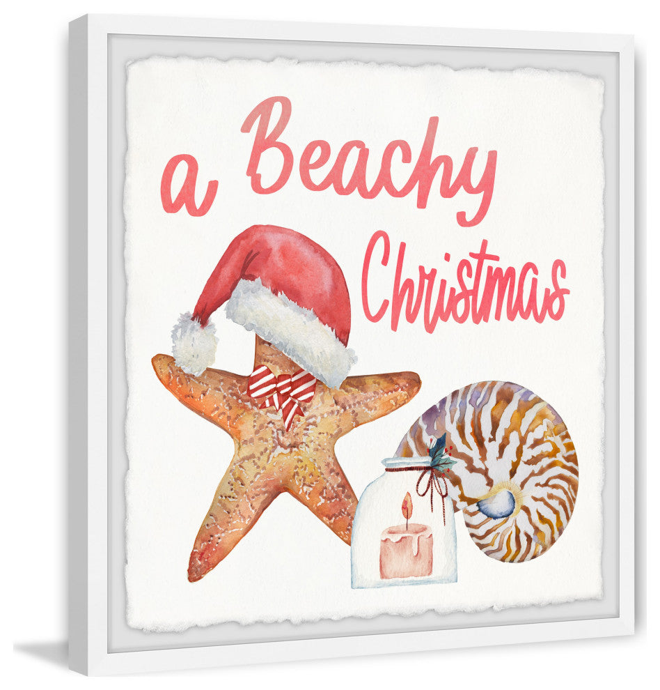 "A Beachy Christmas" Framed Painting Print, 32x32