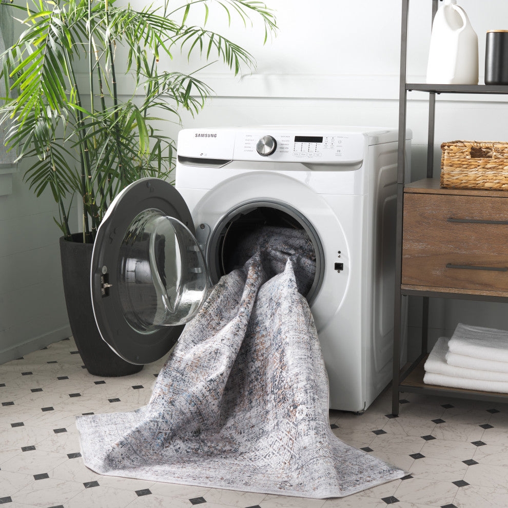 Safavieh Arizona Machine-Washable Collection ARZ539 Rug, Beige/Charcoal, 4'x6'