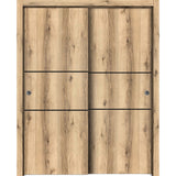 Bypass Doors 36 x 84 | Planum 0014 Oak with  | Sturdy Rails