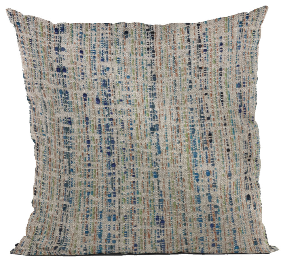 Plutus Blue Mixed Stripe Luxury Throw Pillow, 18"x18"