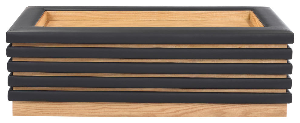 Rory Black Faux Leather Coffee Table, Black, Rectangular, Natural Finish