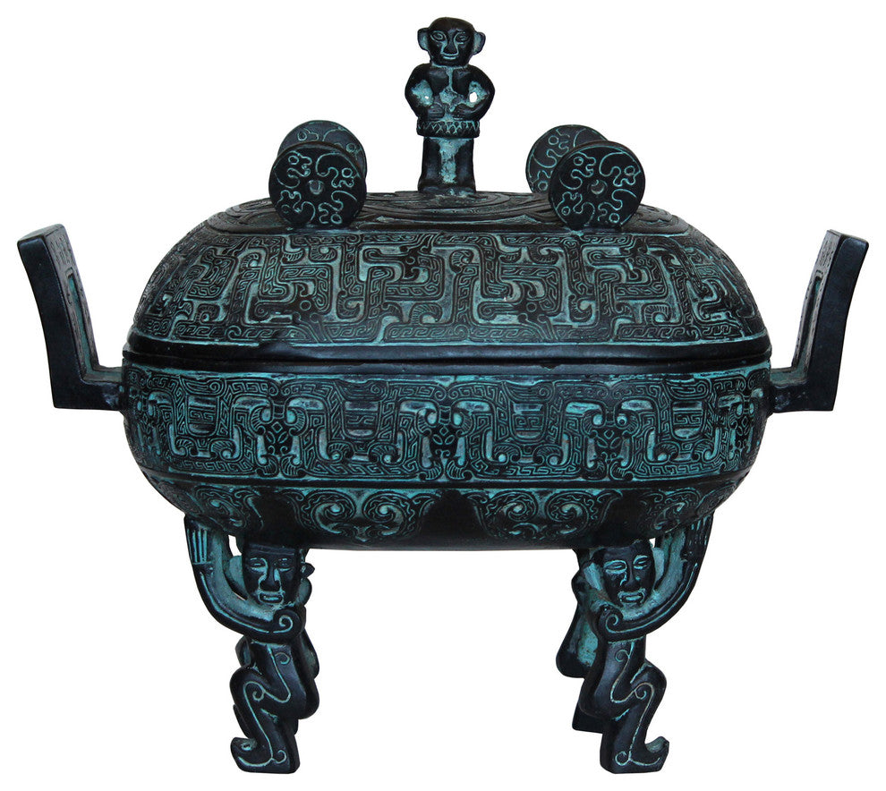 Chinese Oriental Green Bronze-ware Home Decor Display Hcs3761