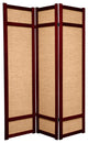 6' Tall Jute Shoji Screen, 3 Panel, Rosewood