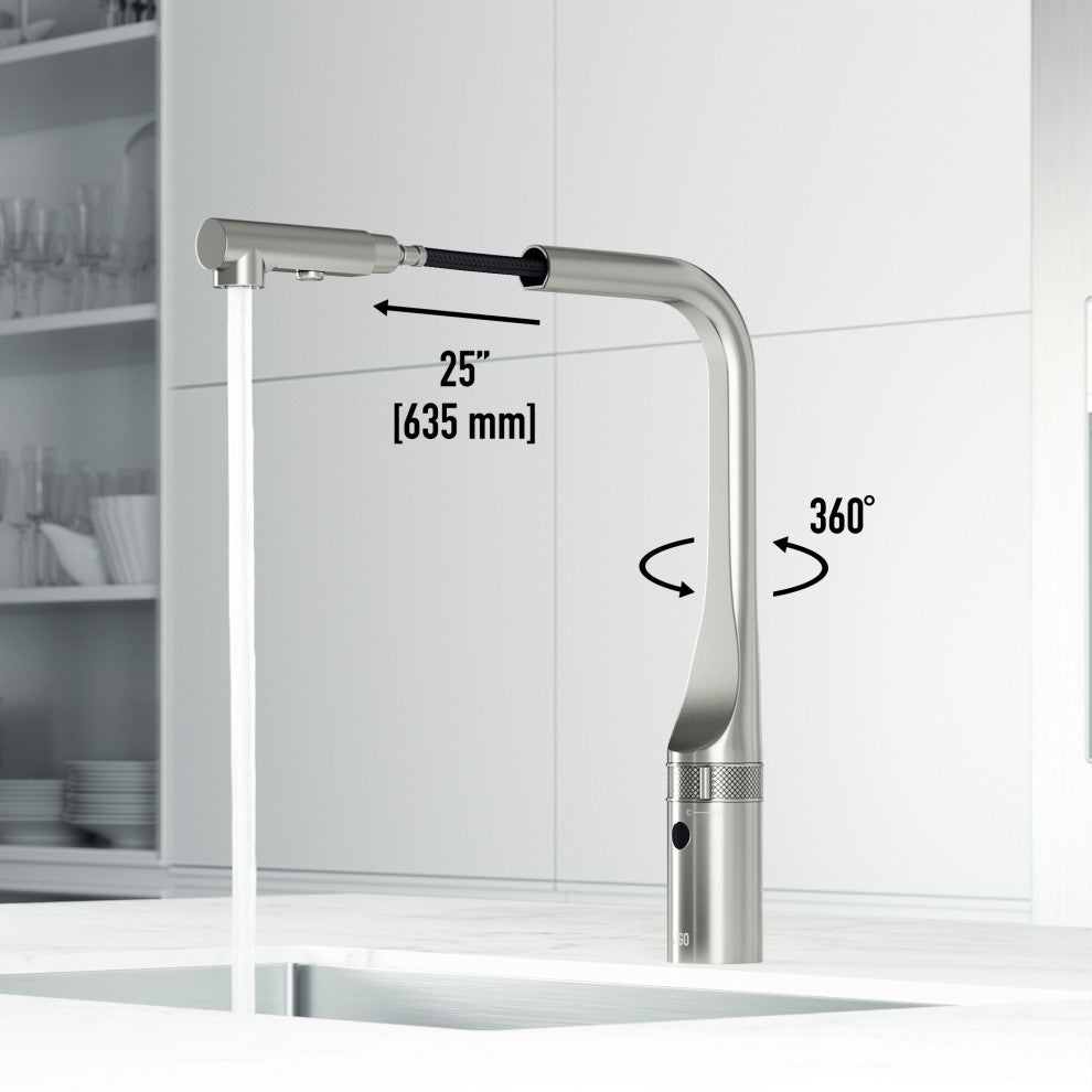 VIGO Jewel 15" H Touchless Pull-Out Sprayer Kitchen Faucet, Stainless Steel