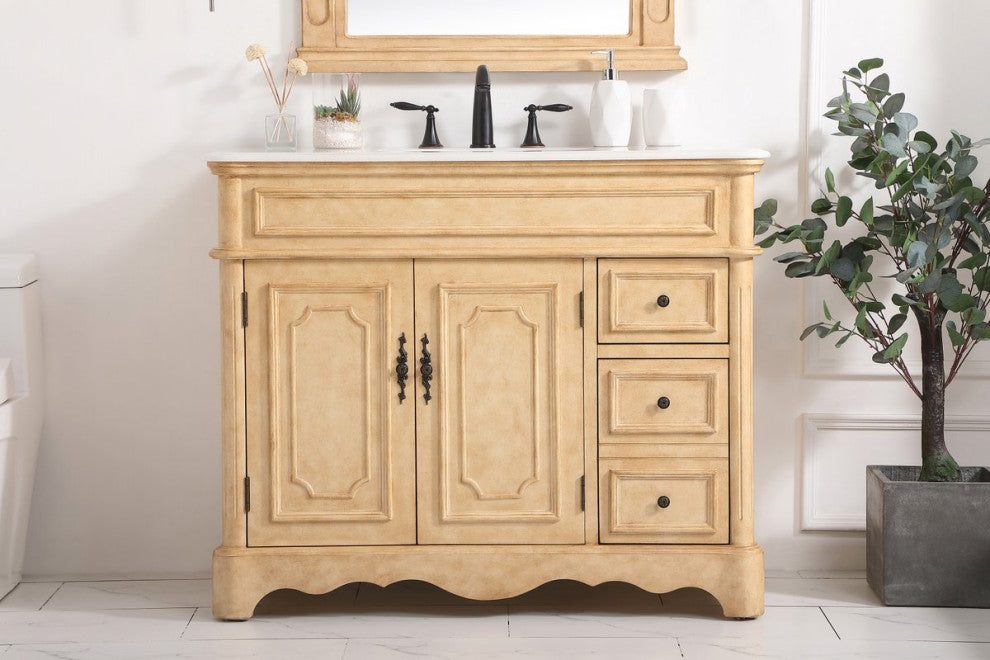 Elegant VF30442AB 42"Single Bathroom Vanity, Antique Beige