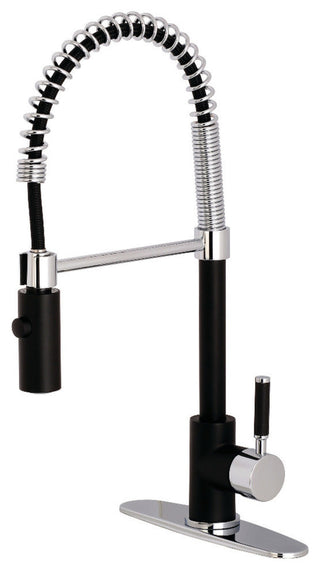 Gourmetier Single-Handle Pre-Rinse Kitchen Faucet, Matte Black/Polished Chrome