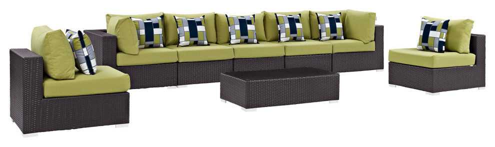 Espresso Peridot Convene 8-Piece Outdoor Patio Sectional Set