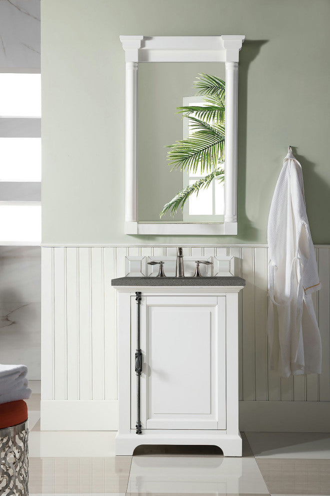 Providence 26" Single Vanity Cabinet, Bright White,, 3 Cm Gray Expo Quartz Top