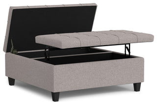 Harrison Large Square Coffee Table Storage Ottoman, Cloud Grey