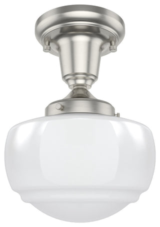 Saddle Creek Brushed Nickel, Cased White Glass 1 Light Mini Pendant Light