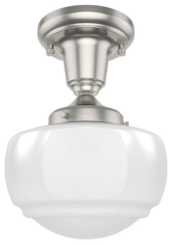 Saddle Creek Brushed Nickel, Cased White Glass 1 Light Mini Pendant Light