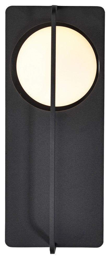 Portal 6W LED Medium Wall Lantern, Matte Black/White Opal Glass