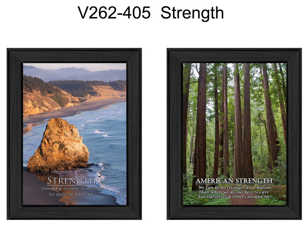 "Strength" Collection By Trendy Decor4U, Printed Wall Art, Black Frame