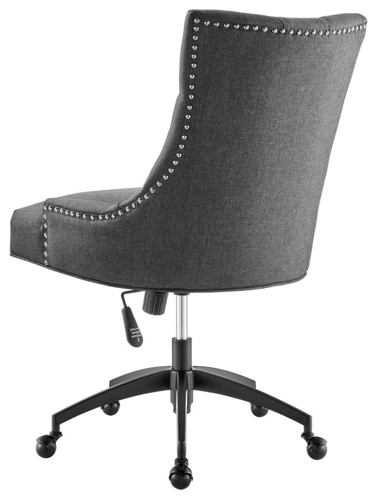 Computer Work Desk Tufted Chair, Fabric, Black Gray, Home Business Office