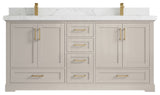 Boston 72" Double Sink Bath Vanity in Fine Grain 2" Calacatta Nuvo