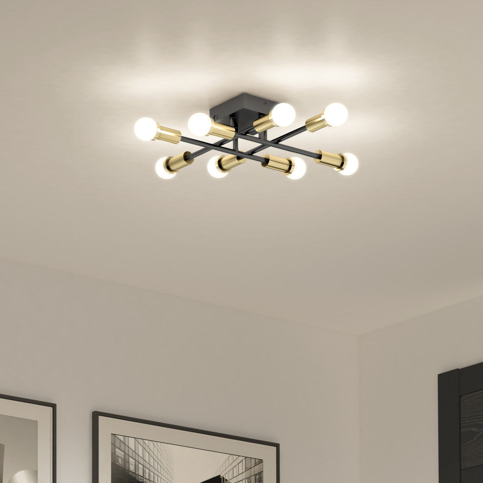 Artika Aristo Contemporary Flush Mount, Black and Gold
